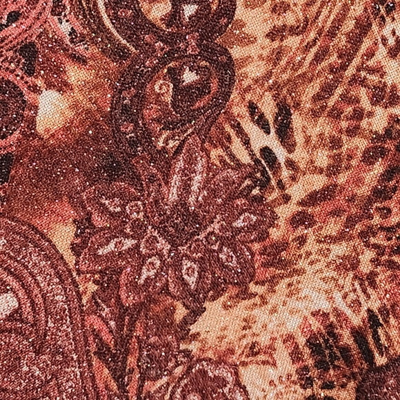 COCOMO Top Womens Plus 1X Brown Copper Paisley Bell Sleeve Celestial Fairy Boho - Picture 8 of 13